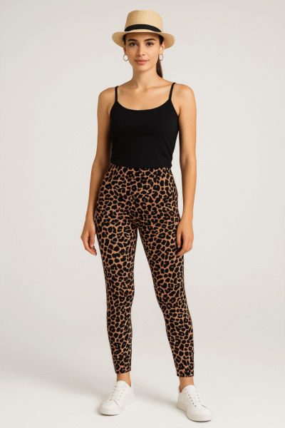 leopar desenli spor tayt